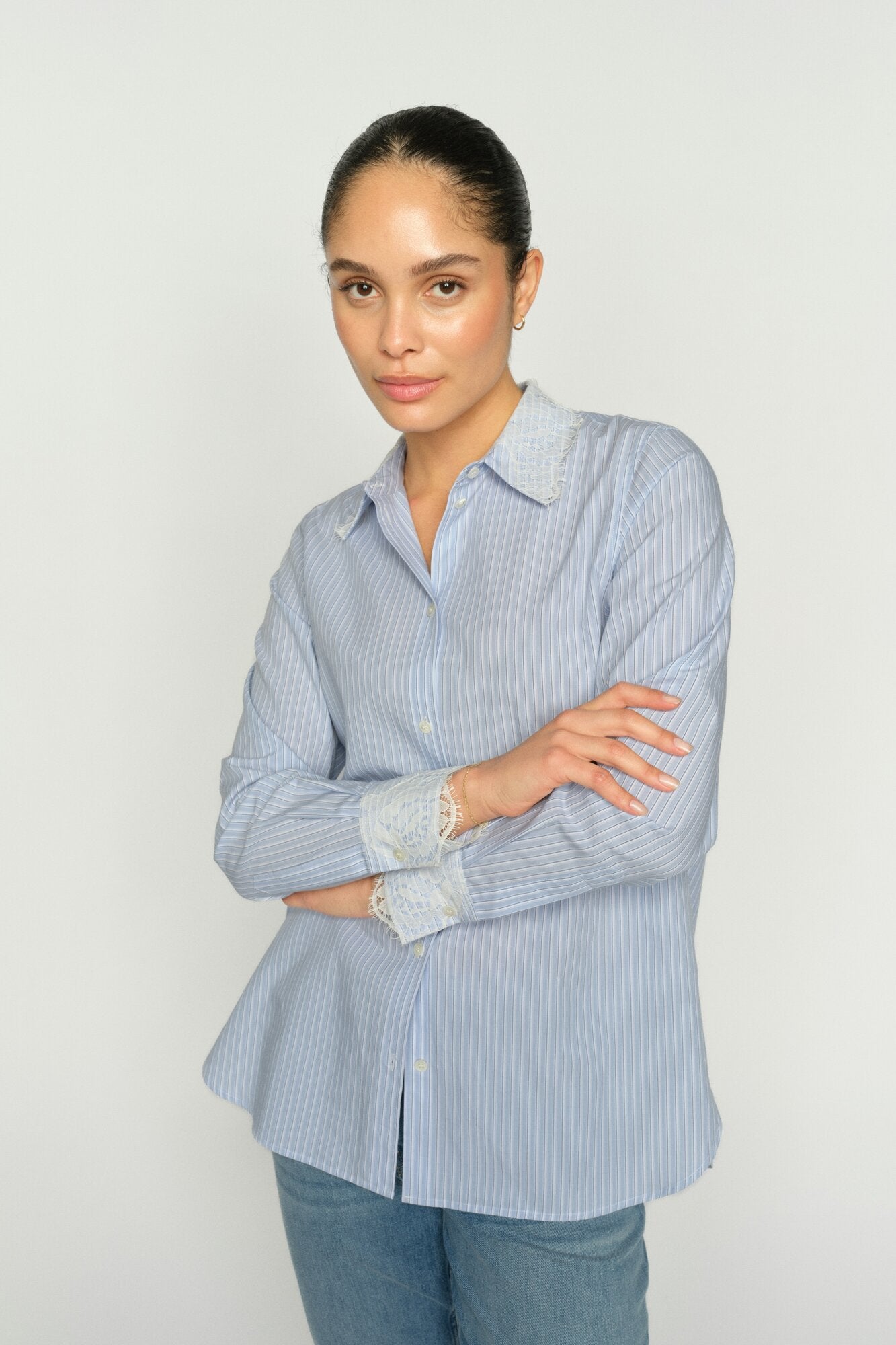 MMElinda Stripe blondeskjorte - 835 Brunnera Blue